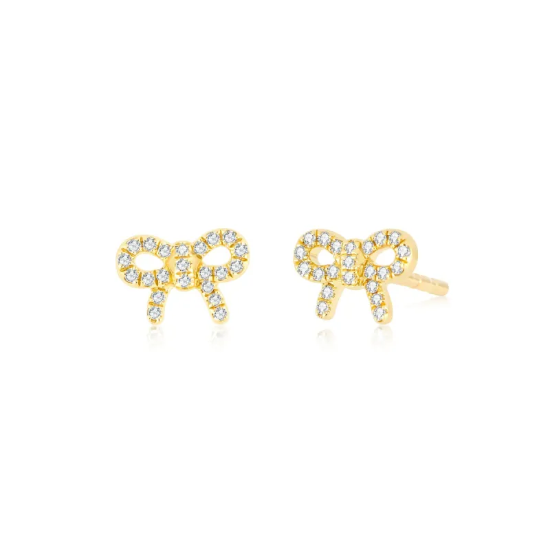 Diamond Mini Bow Stud Earring sold by EF Collection