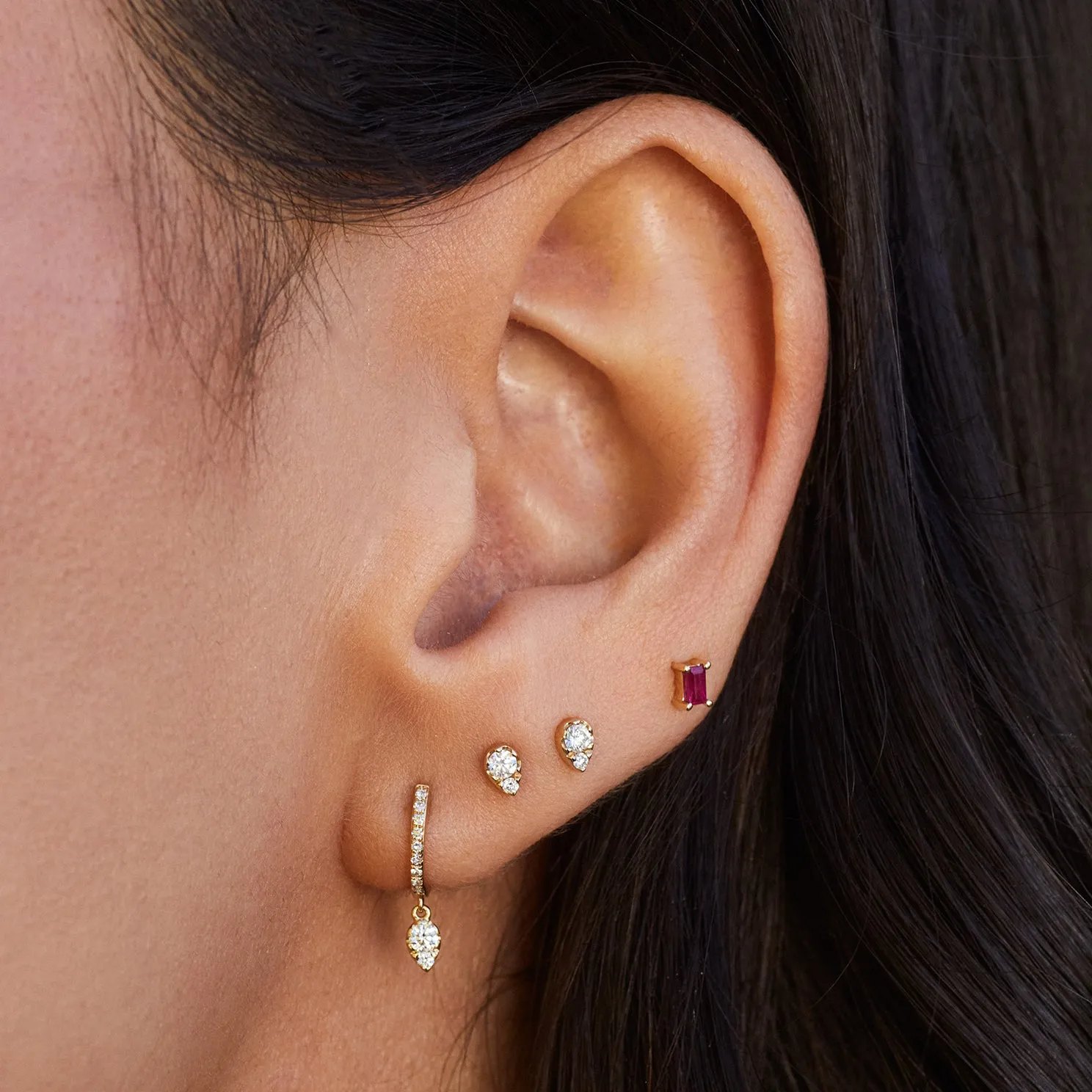 Full Cut Diamond Mini Teardrop Stud Earring sold by EF Collection product image thumbnail 2