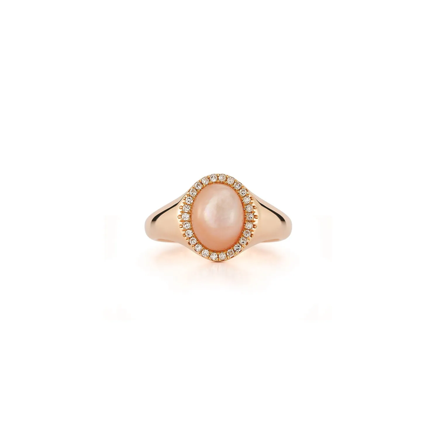 Diamond & Pink Mother of Pearl Cabochon Signet Ring sold by EF Collection product image thumbnail 3