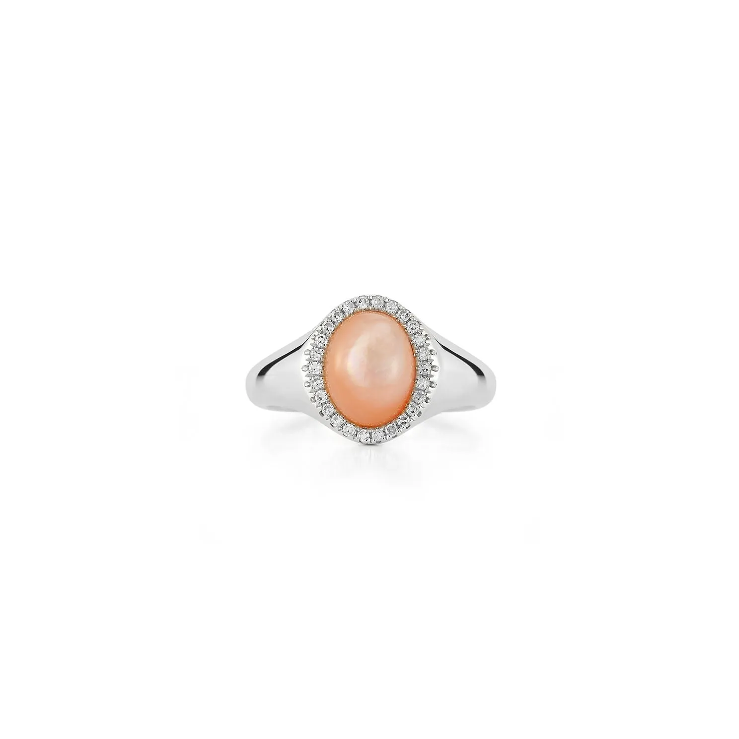 Diamond & Pink Mother of Pearl Cabochon Signet Ring sold by EF Collection product image thumbnail 4
