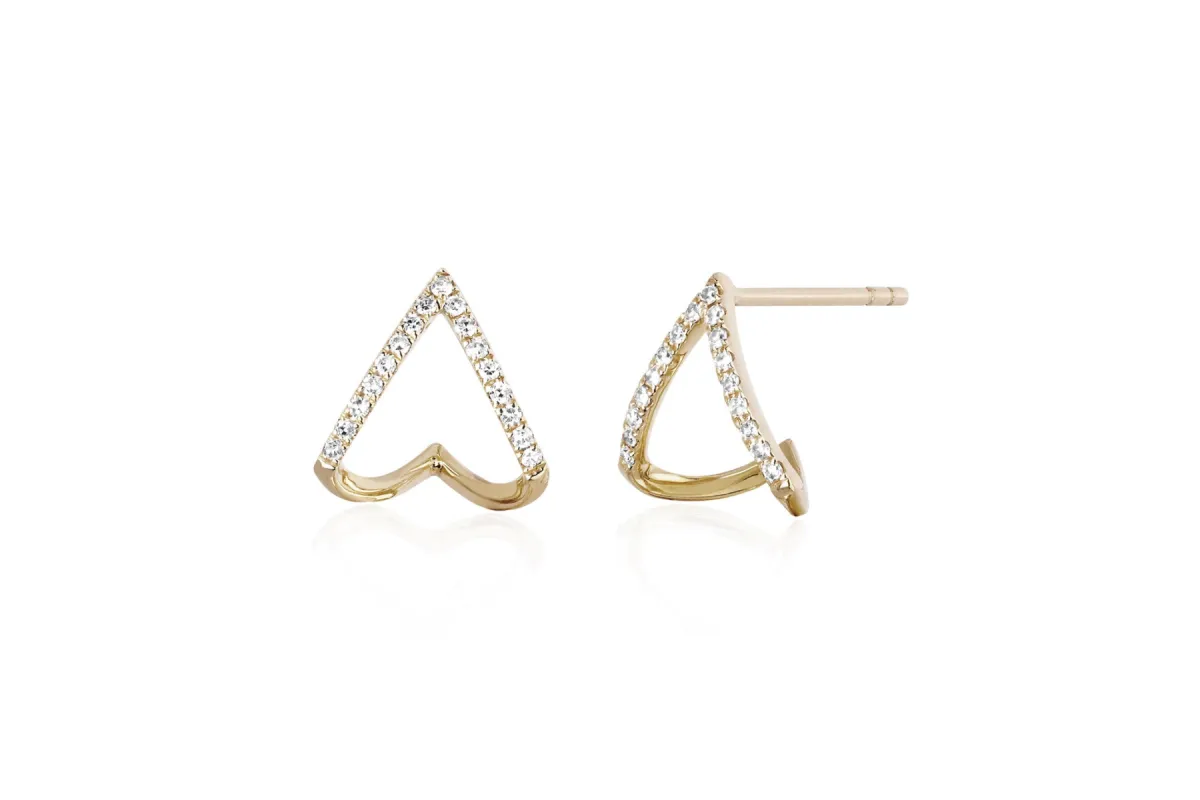 Diamond Chevron Huggie Earrings sold by EF Collection