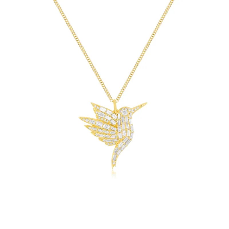 Diamond Baguette Hummingbird Necklace sold by EF Collection