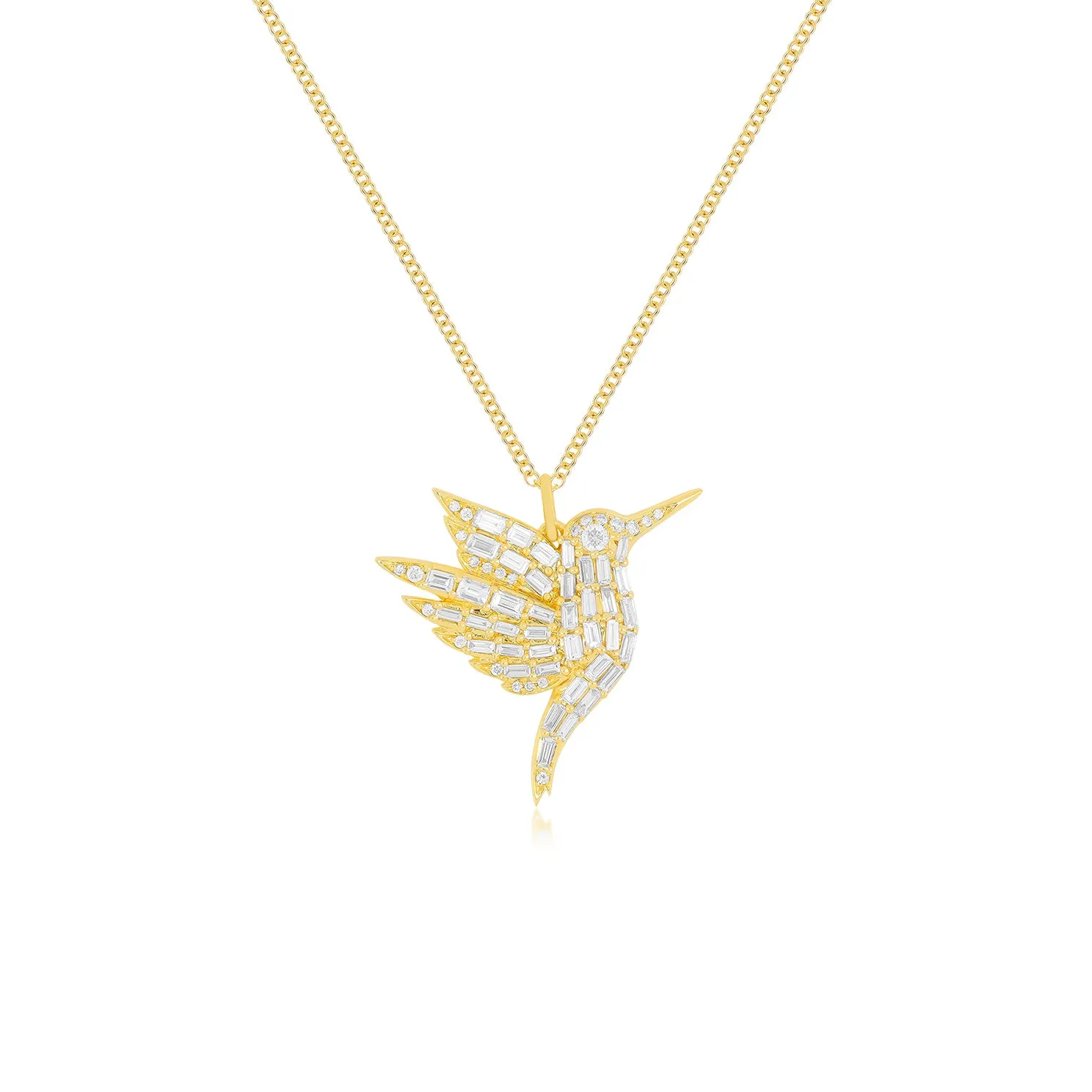 Diamond Baguette Hummingbird Necklace sold by EF Collection