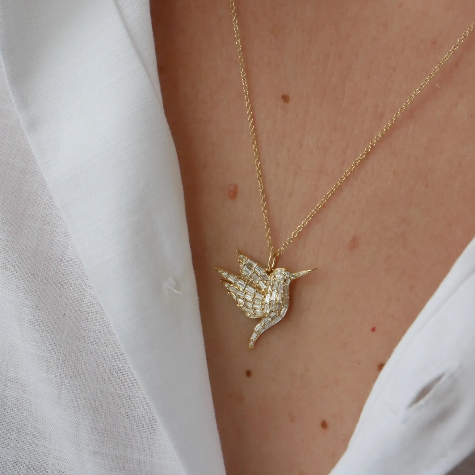 Diamond Baguette Hummingbird Necklace sold by EF Collection product image thumbnail 2