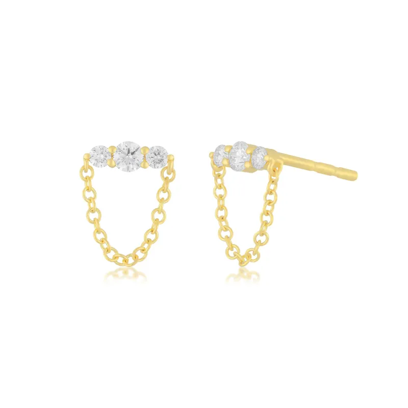 Graduated Diamond Bar Chain Stud Earring sold by EF Collection
