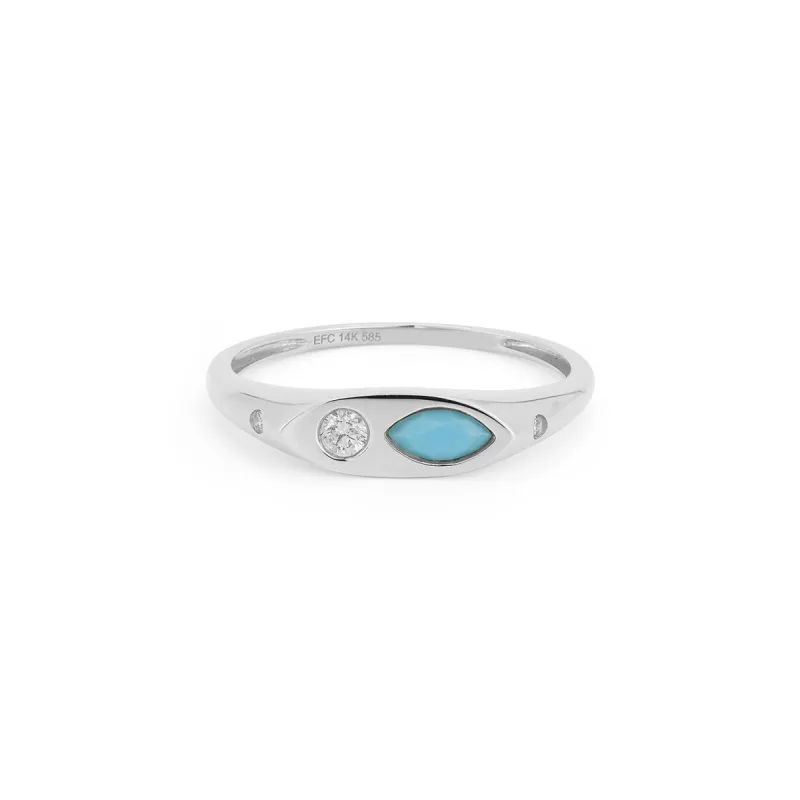 Diamond & Turquoise Treasure Ring sold by EF Collection
