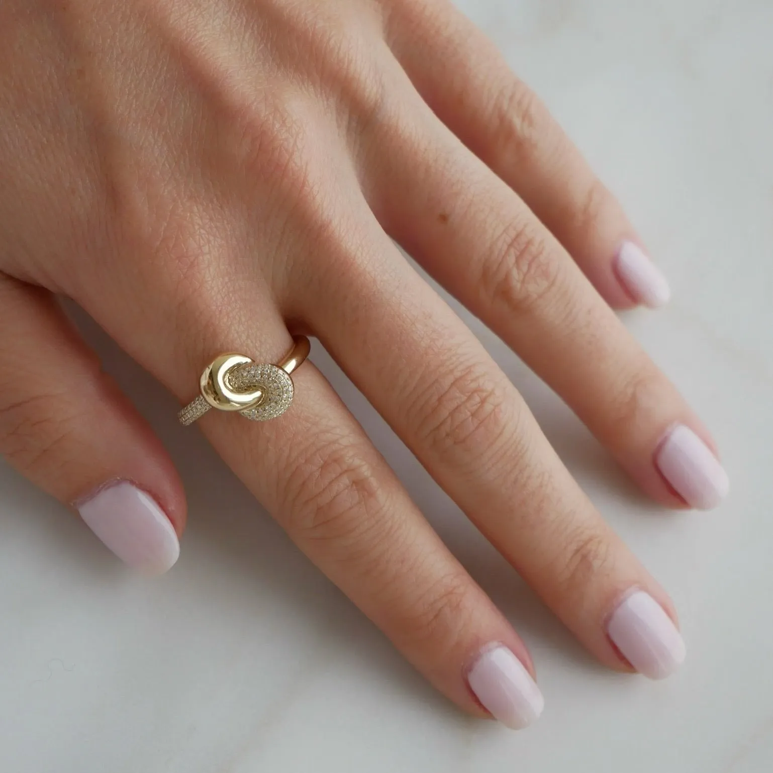 Diamond & Gold Jumbo Love Knot Ring sold by EF Collection product image thumbnail 2