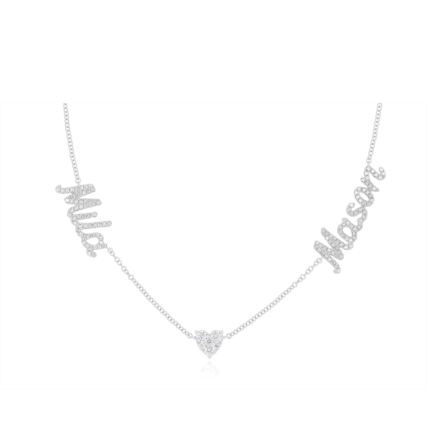 Full Cut Heart Double Diamond Script Name Necklace sold by EF Collection product image thumbnail 4