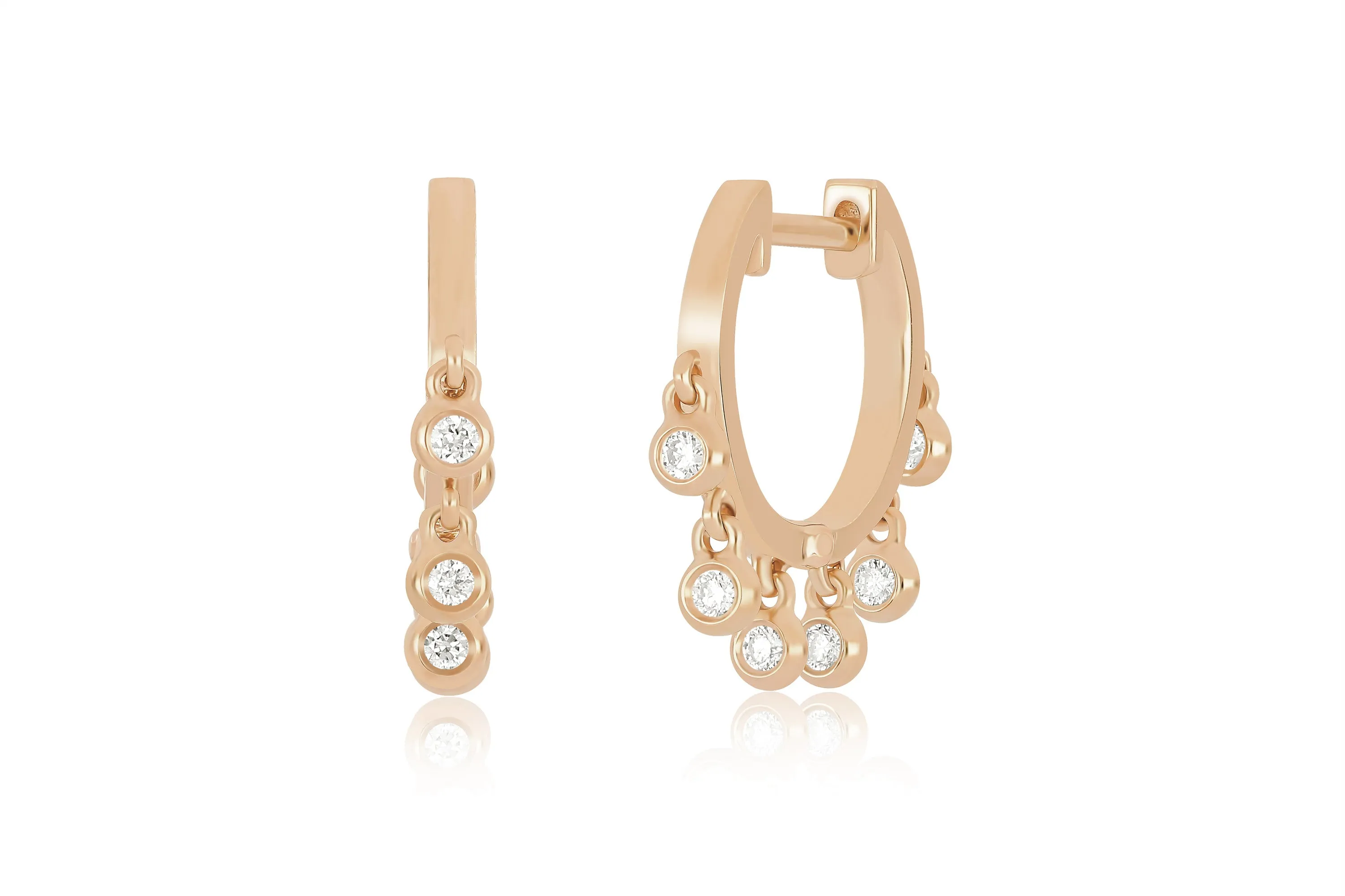 Diamond Bezel Shimmy Huggie Earring sold by EF Collection