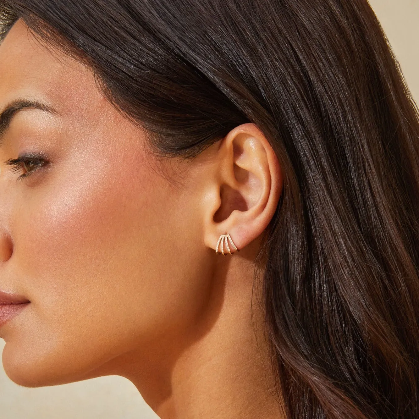 Diamond Multi Huggie Earrings sold by EF Collection product image thumbnail 2