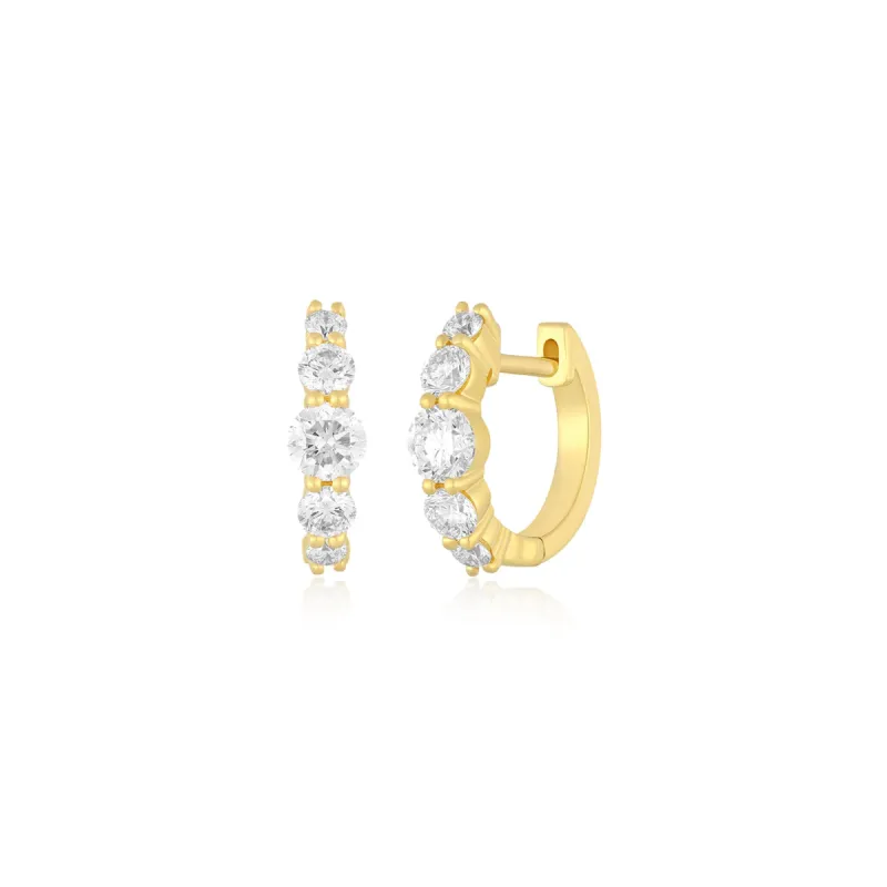 Jumbo Prong Set Graduated Diamond Huggie Earring sold by EF Collection
