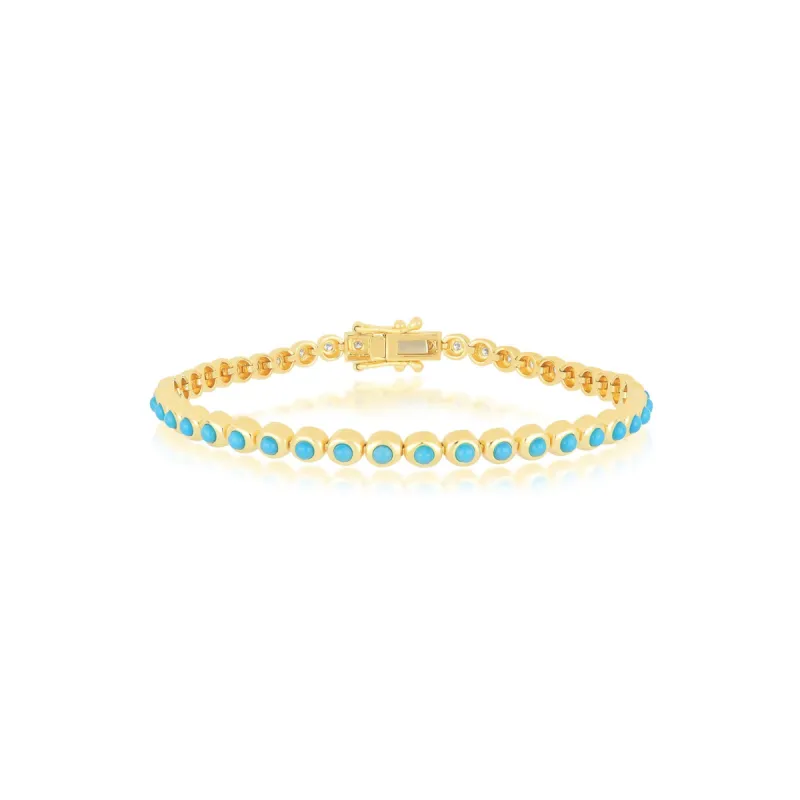 Turquoise & Diamond Pillow Eternity Bracelet sold by EF Collection