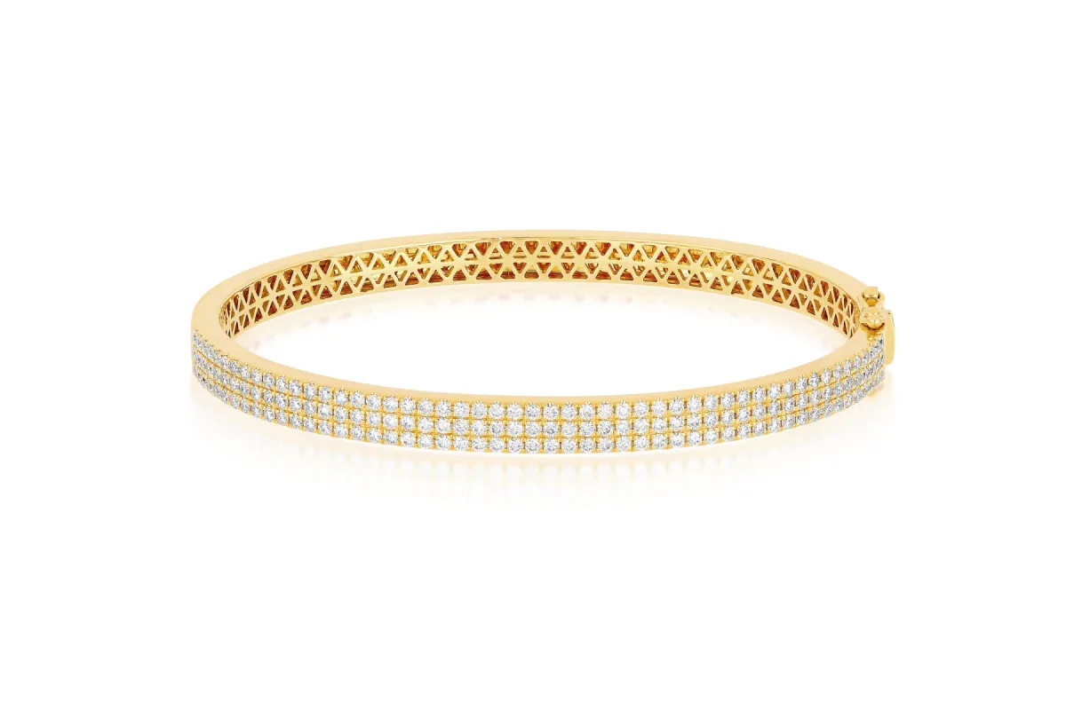 Triple Row Pavé Diamond Bangle Bracelet sold by EF Collection