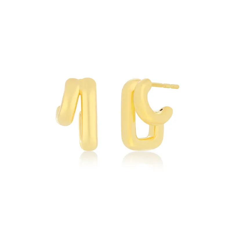 Double Gold Jumbo Huggie Earring sold by EF Collection