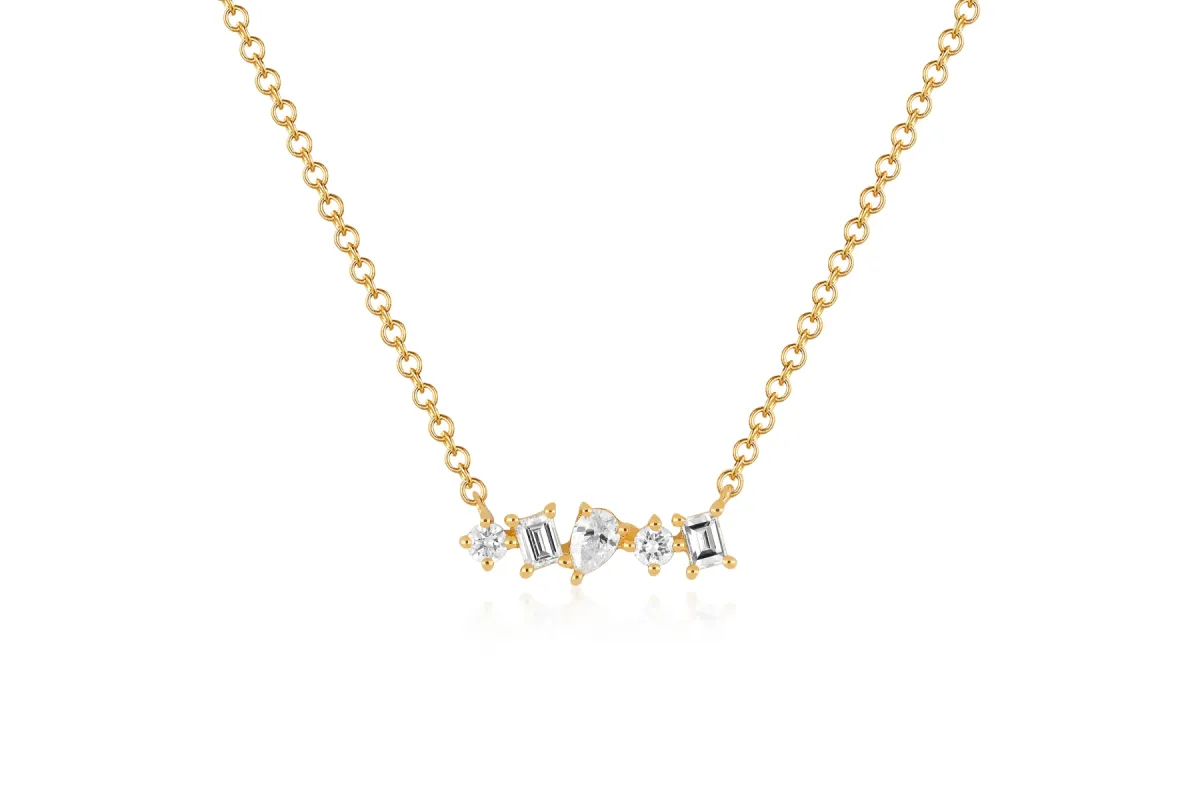 Diamond Multifaceted Mini Bar Necklace sold by EF Collection