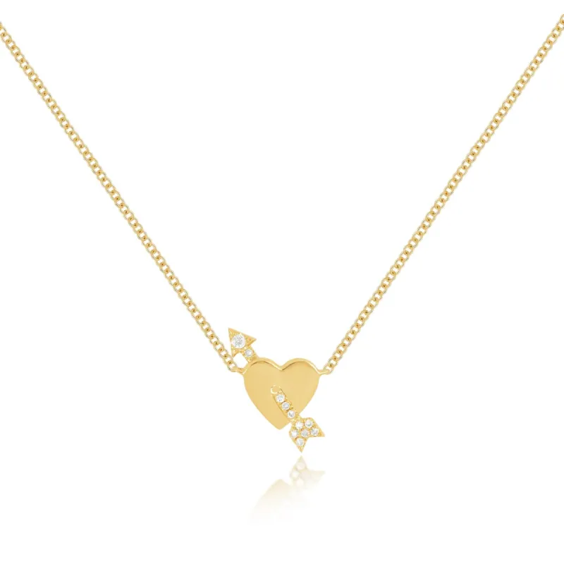Gold Heart & Diamond Arrow Necklace sold by EF Collection