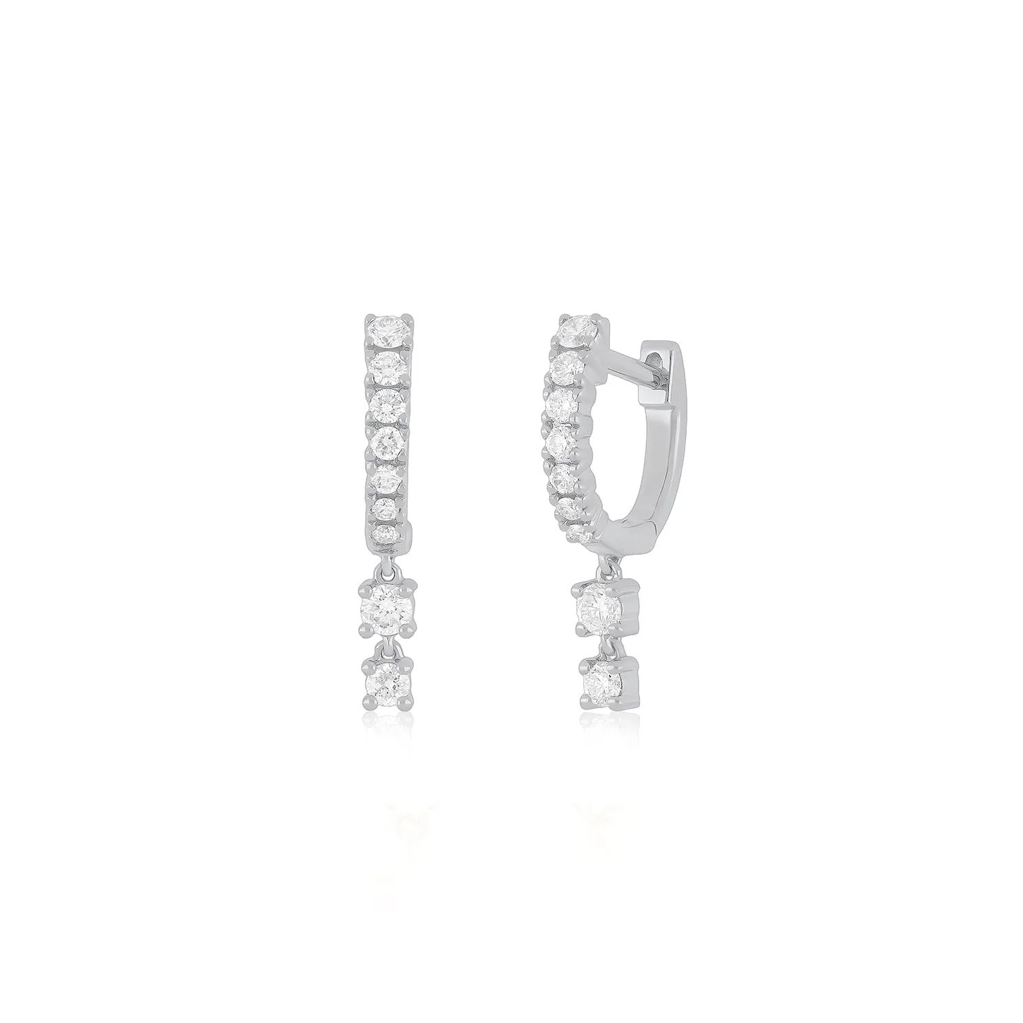 Prong Set Diamond Double Drop Mini Huggie Earring sold by EF Collection product image thumbnail 4