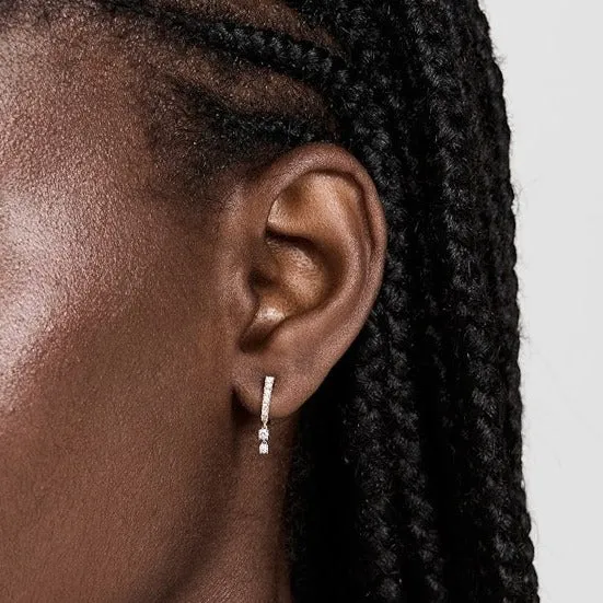 Prong Set Diamond Double Drop Mini Huggie Earring sold by EF Collection product image thumbnail 5