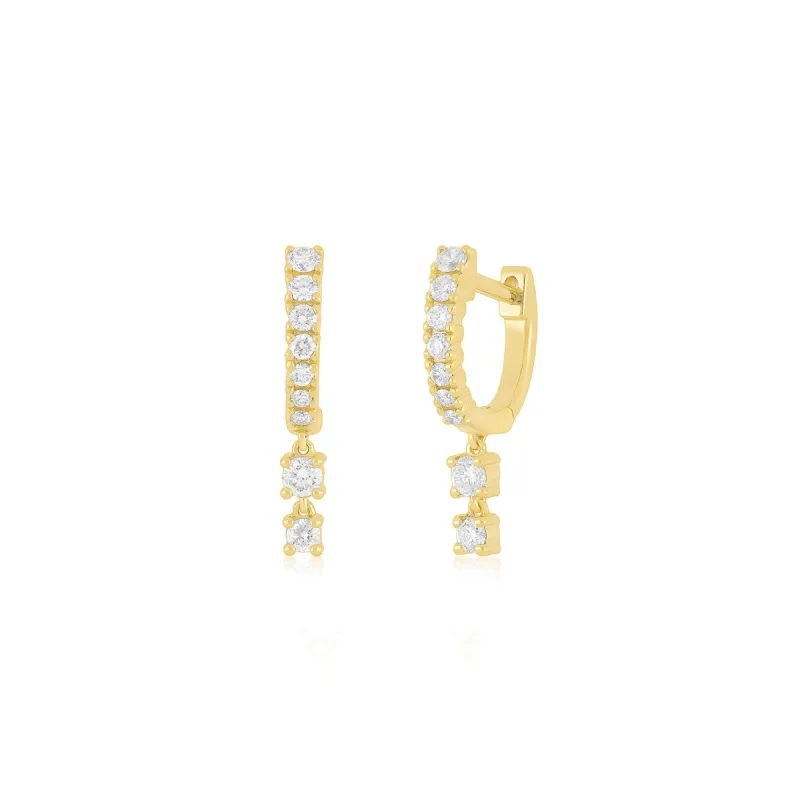 Prong Set Diamond Double Drop Mini Huggie Earring sold by EF Collection