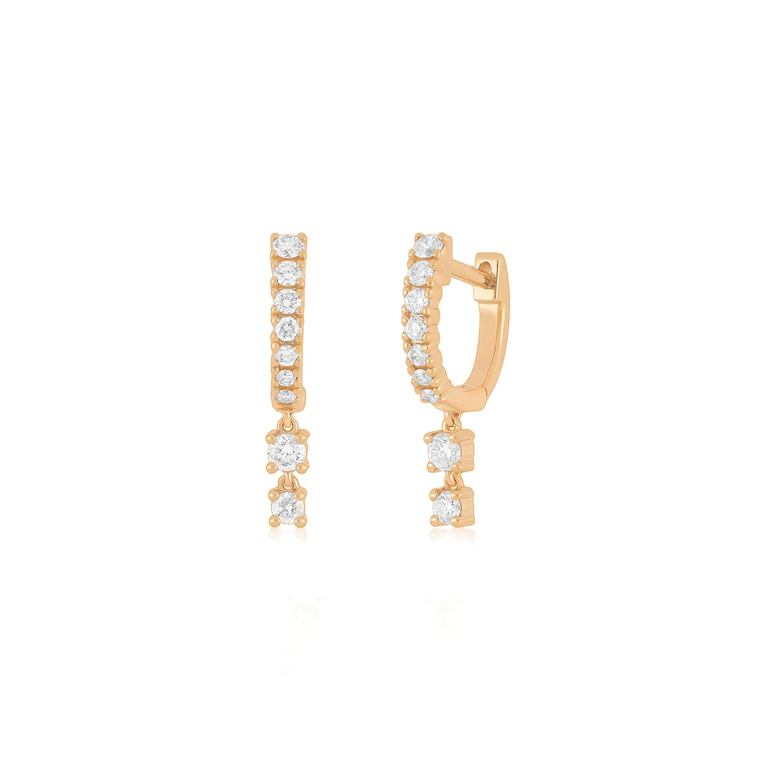 Prong Set Diamond Double Drop Mini Huggie Earring sold by EF Collection product image thumbnail 3