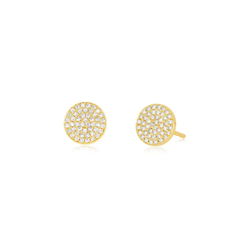 Diamond Disc Stud Earrings sold by EF Collection
