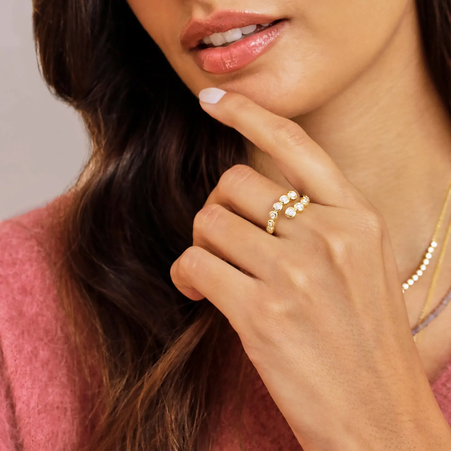 Graduated Diamond Pillow Wrap Ring sold by EF Collection product image thumbnail 2