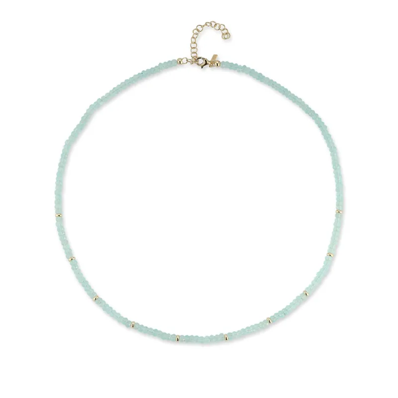 Birthstone Bead Necklace 
In Chalcedony sold by EF Collection