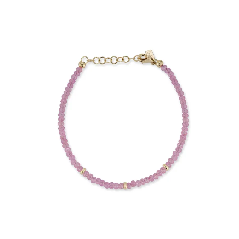 Birthstone Bead Bracelet 
in Pink Sapphire sold by EF Collection