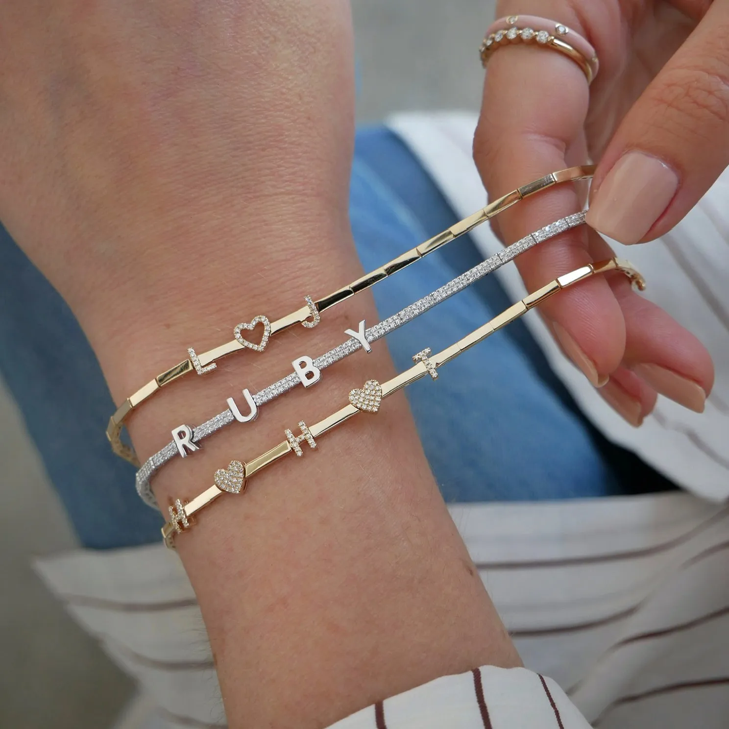 Diamond & Gold Name Eternity Bracelet sold by EF Collection product image thumbnail 5