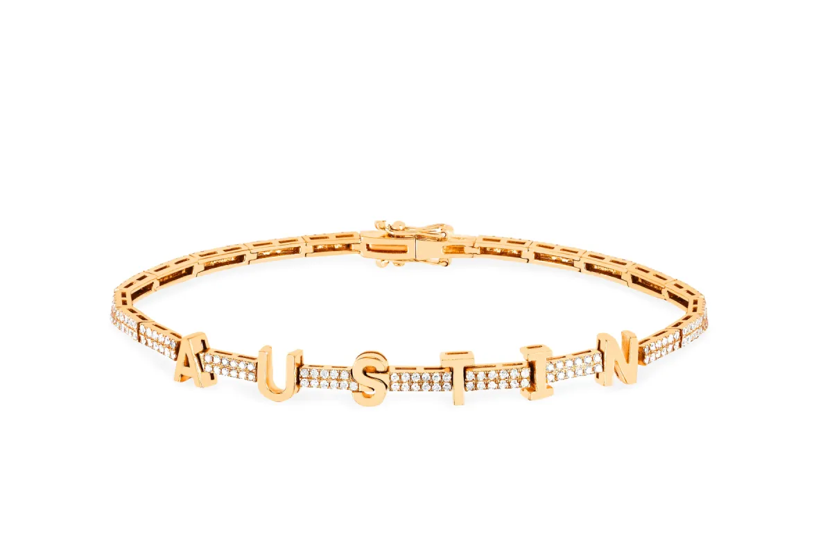 Diamond & Gold Name Eternity Bracelet sold by EF Collection