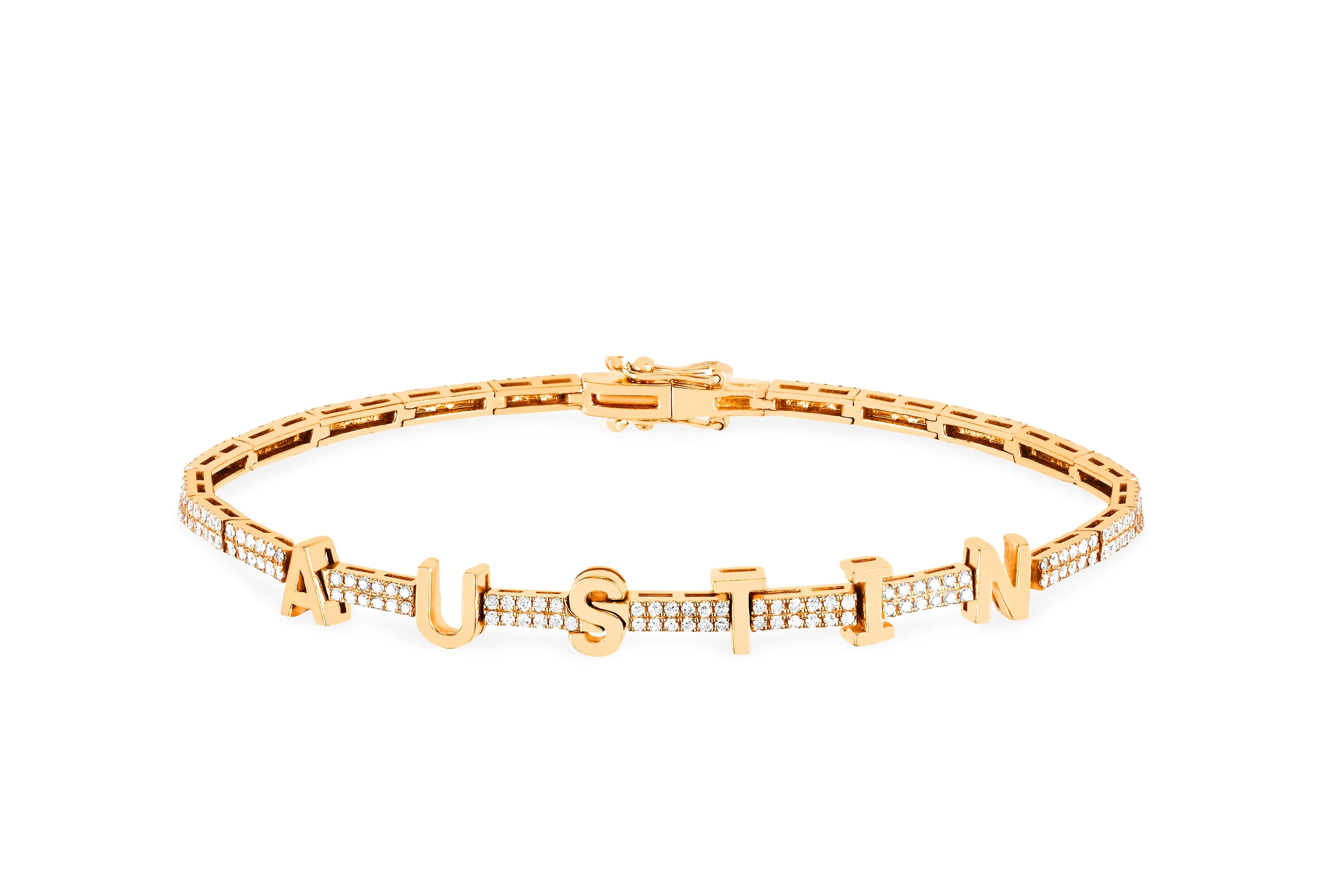 Diamond & Gold Name Eternity Bracelet sold by EF Collection