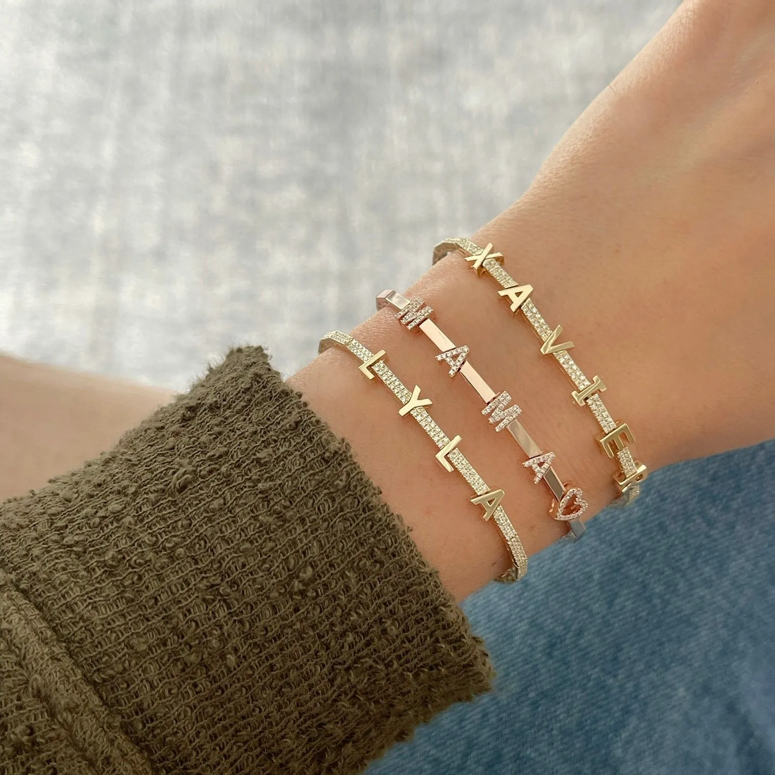 Diamond & Gold Name Eternity Bracelet sold by EF Collection product image thumbnail 2