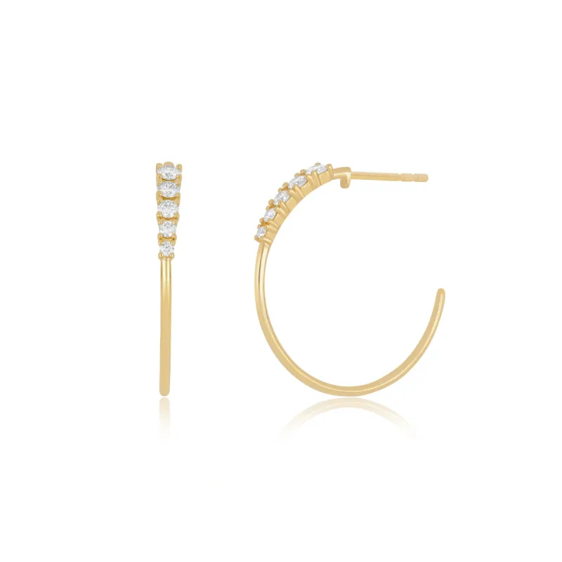 Diamond & Gold Hoop Earrings sold by EF Collection