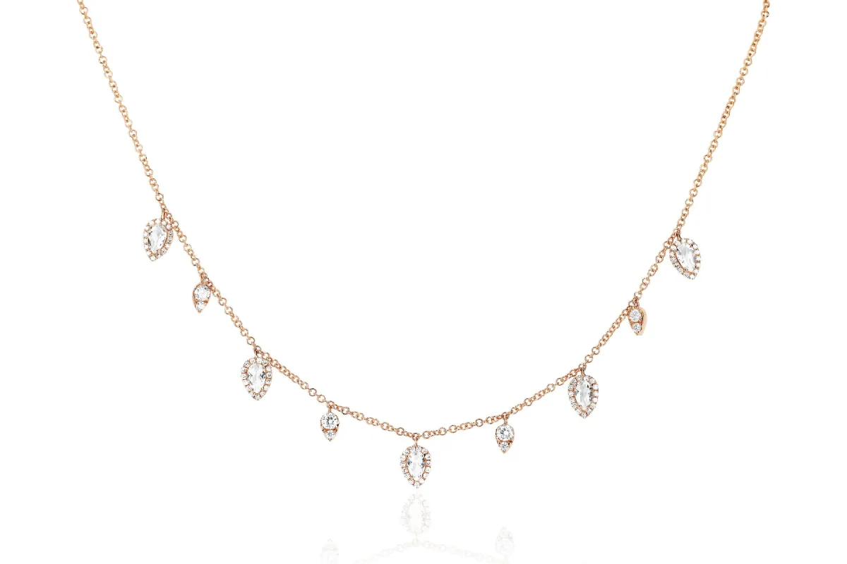 Diamond & White Quartz Ultimate Teardrop Necklace made by EF Collection
