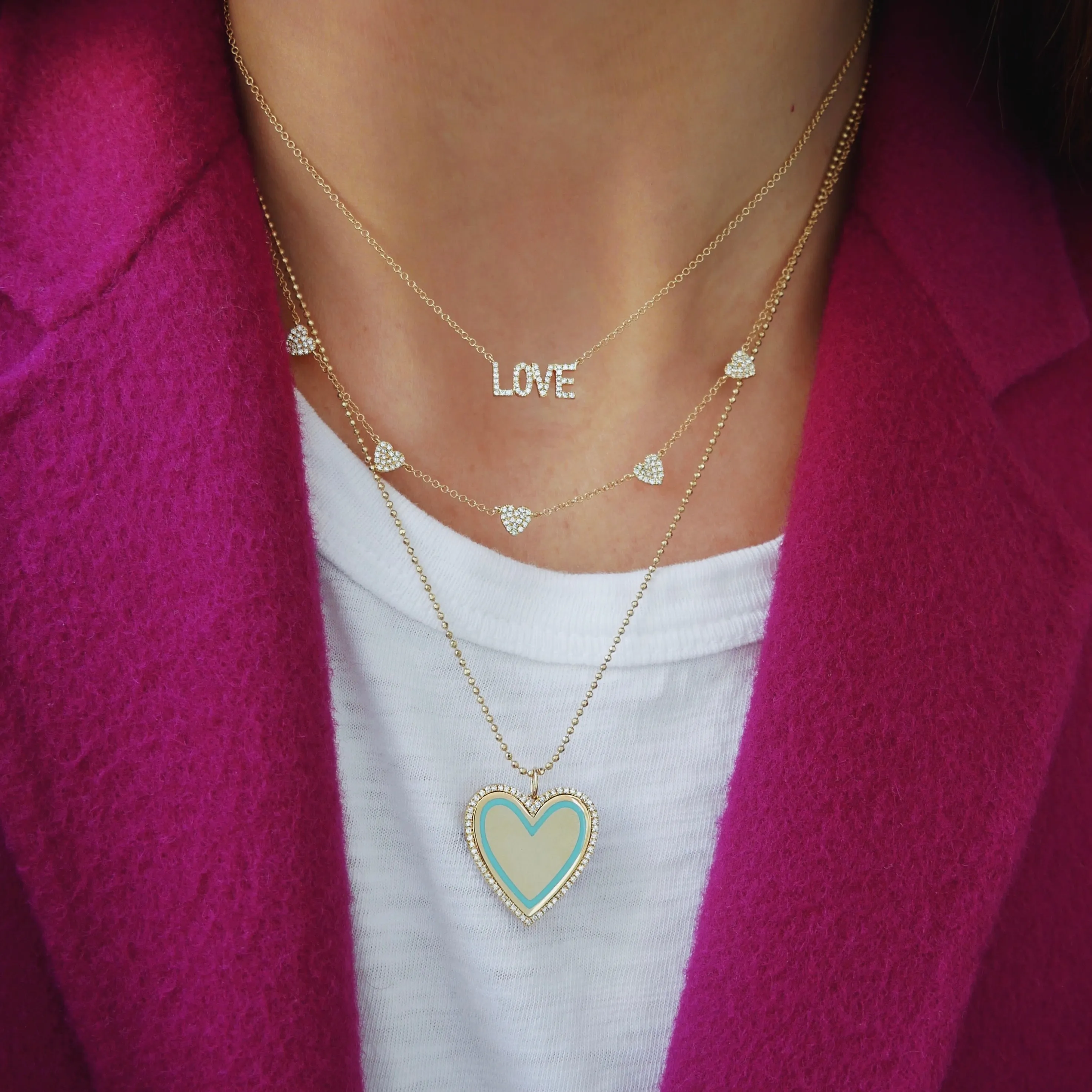Diamond & Turquoise Enamel Heart Necklace sold by EF Collection product image thumbnail 2