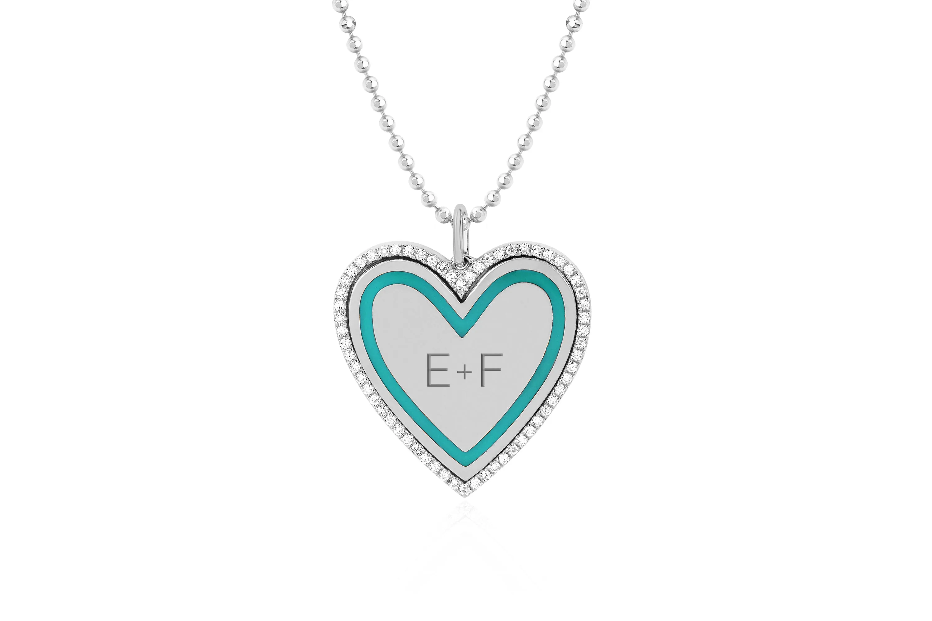 Diamond & Turquoise Enamel Heart Necklace sold by EF Collection product image thumbnail 5