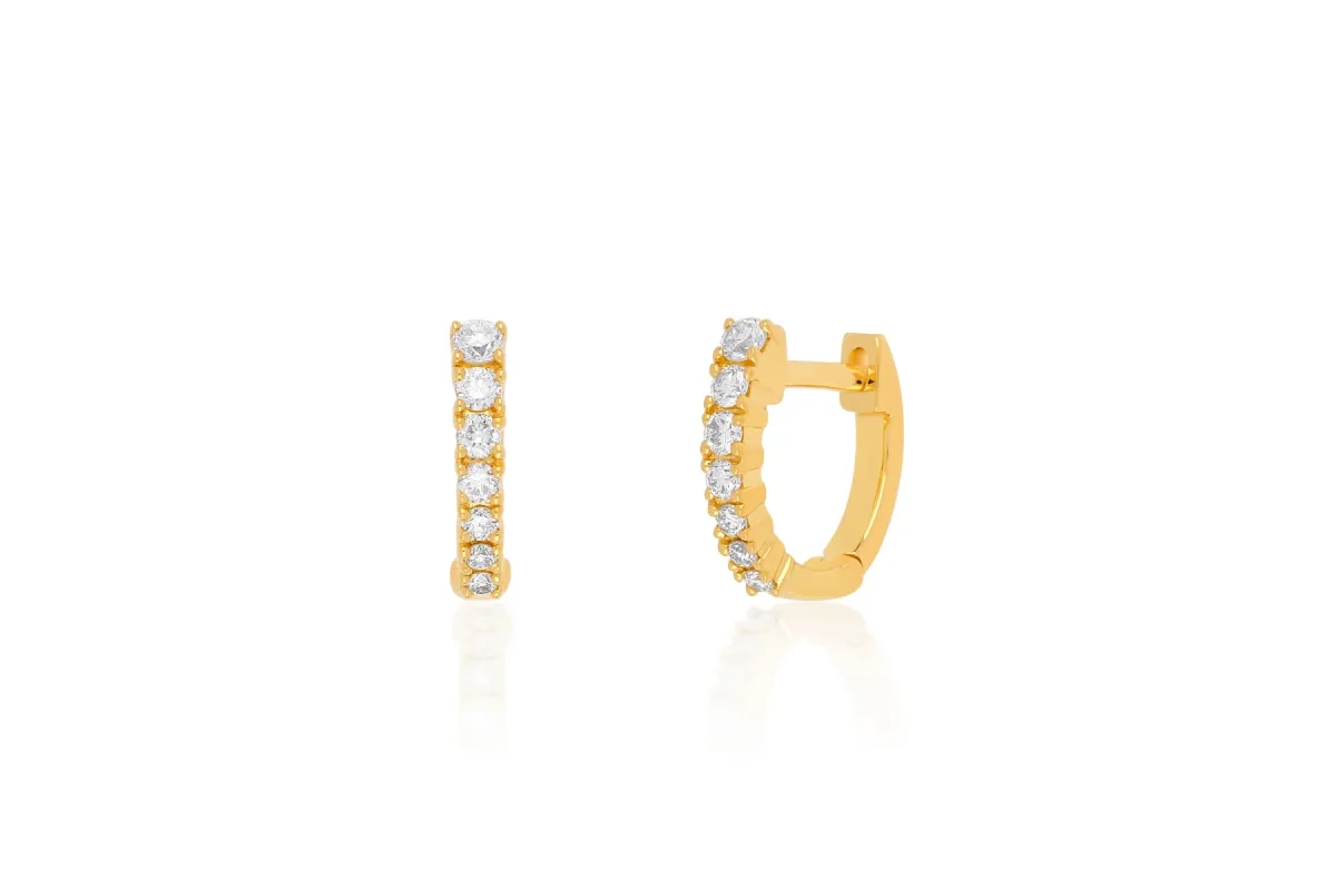 Full Cut Diamond Arc Mini Huggie Earring sold by EF Collection