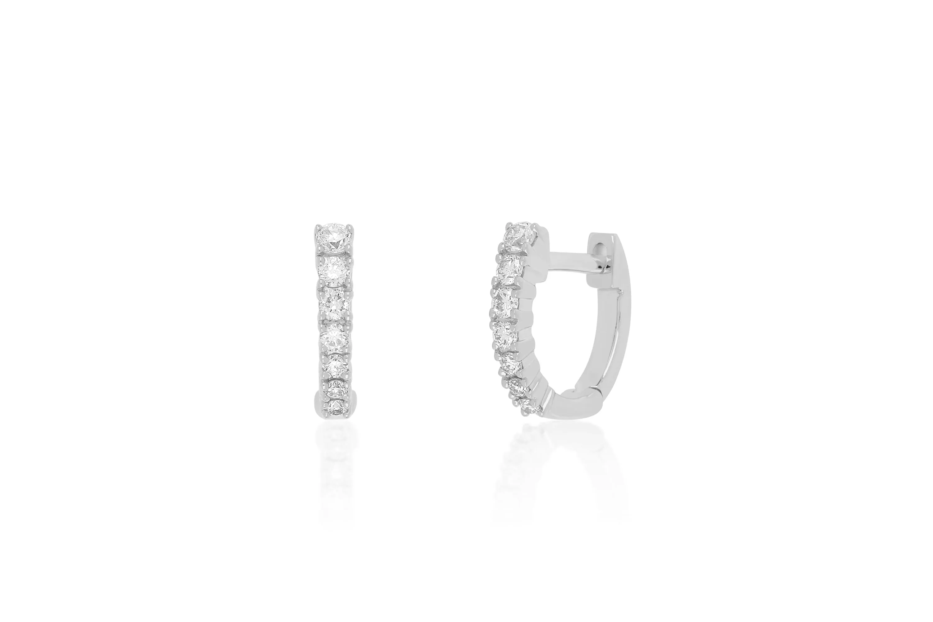 Full Cut Diamond Arc Mini Huggie Earring sold by EF Collection product image thumbnail 4