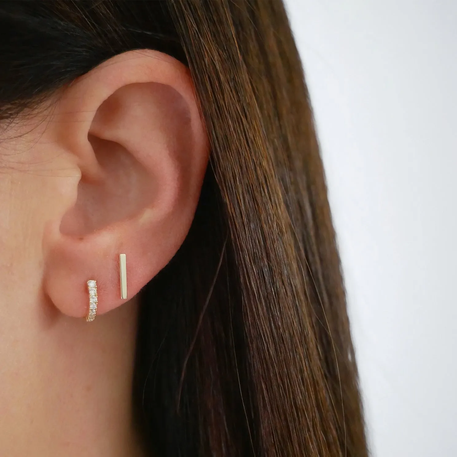 Full Cut Diamond Arc Mini Huggie Earring sold by EF Collection product image thumbnail 5