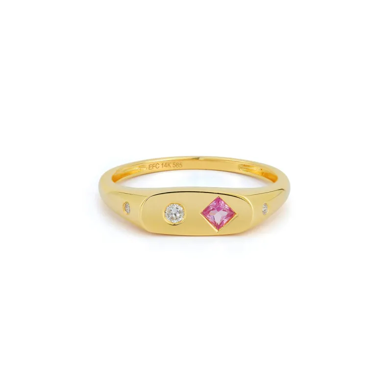 Diamond & Pink Sapphire Treasure Ring sold by EF Collection
