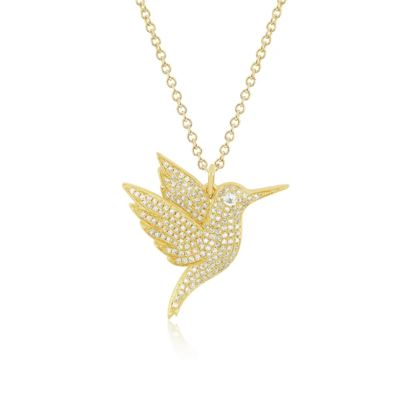 Pavé Diamond Hummingbird Necklace made by EF Collection