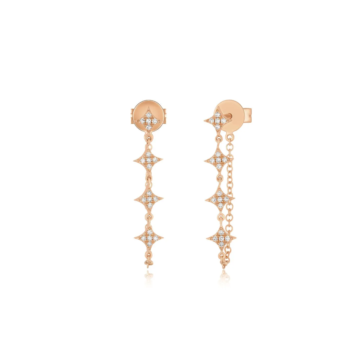 Multi Diamond Sparkle Chain Stud Earring sold by EF Collection product image thumbnail 3