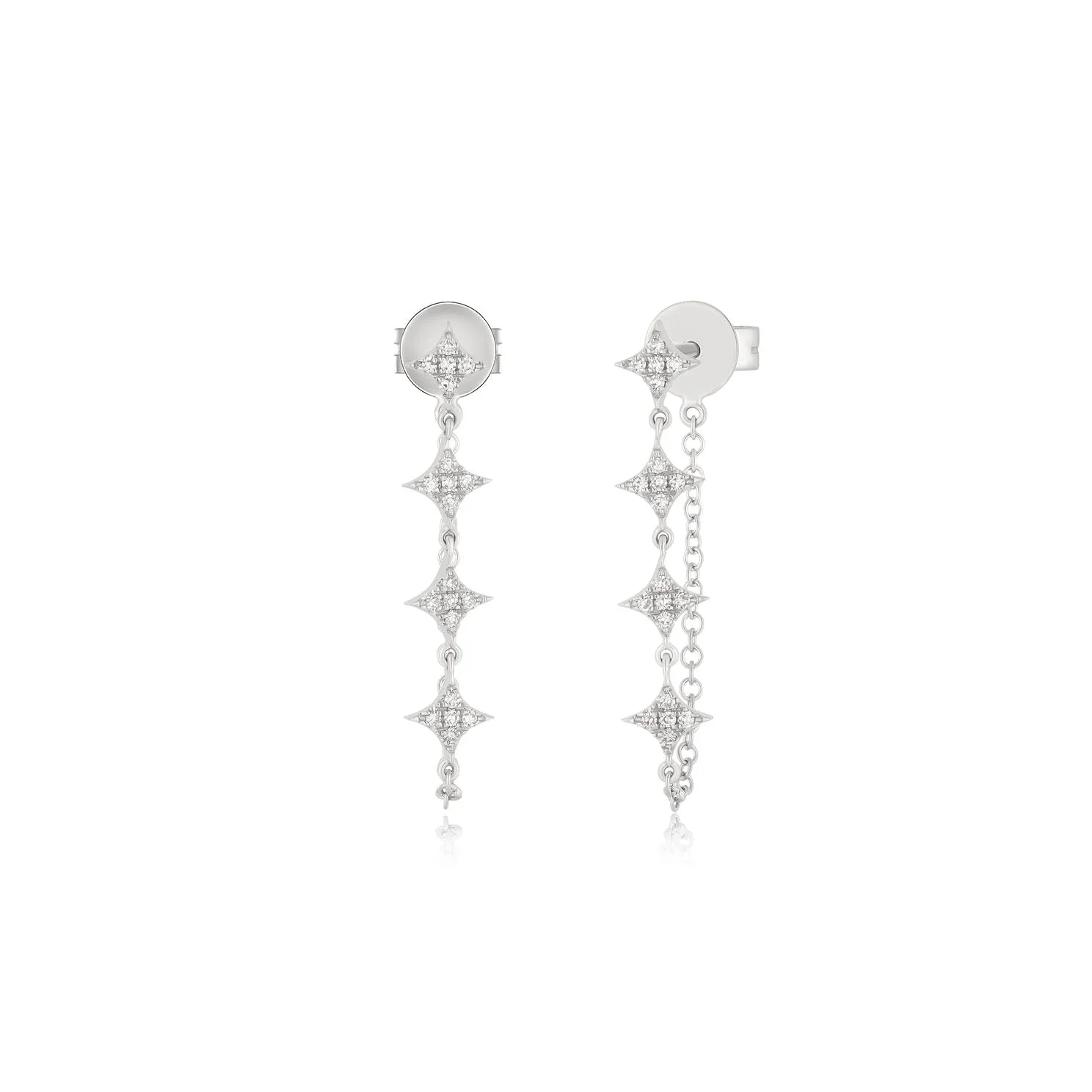 Multi Diamond Sparkle Chain Stud Earring sold by EF Collection product image thumbnail 4
