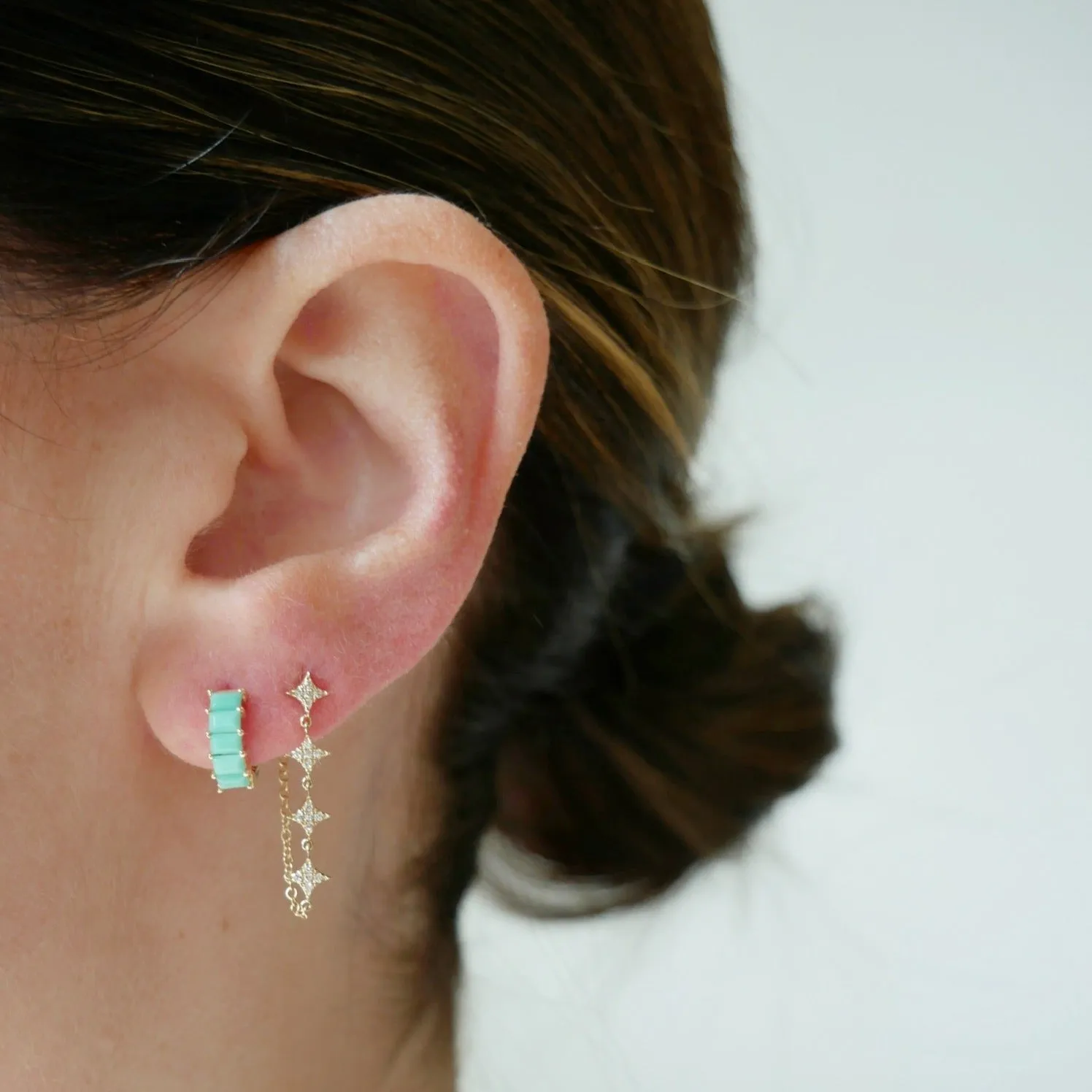 Multi Diamond Sparkle Chain Stud Earring sold by EF Collection product image thumbnail 5