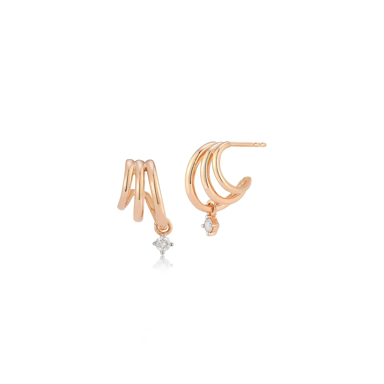 Diamond Drop Triple Huggie Earring sold by EF Collection product image thumbnail 3