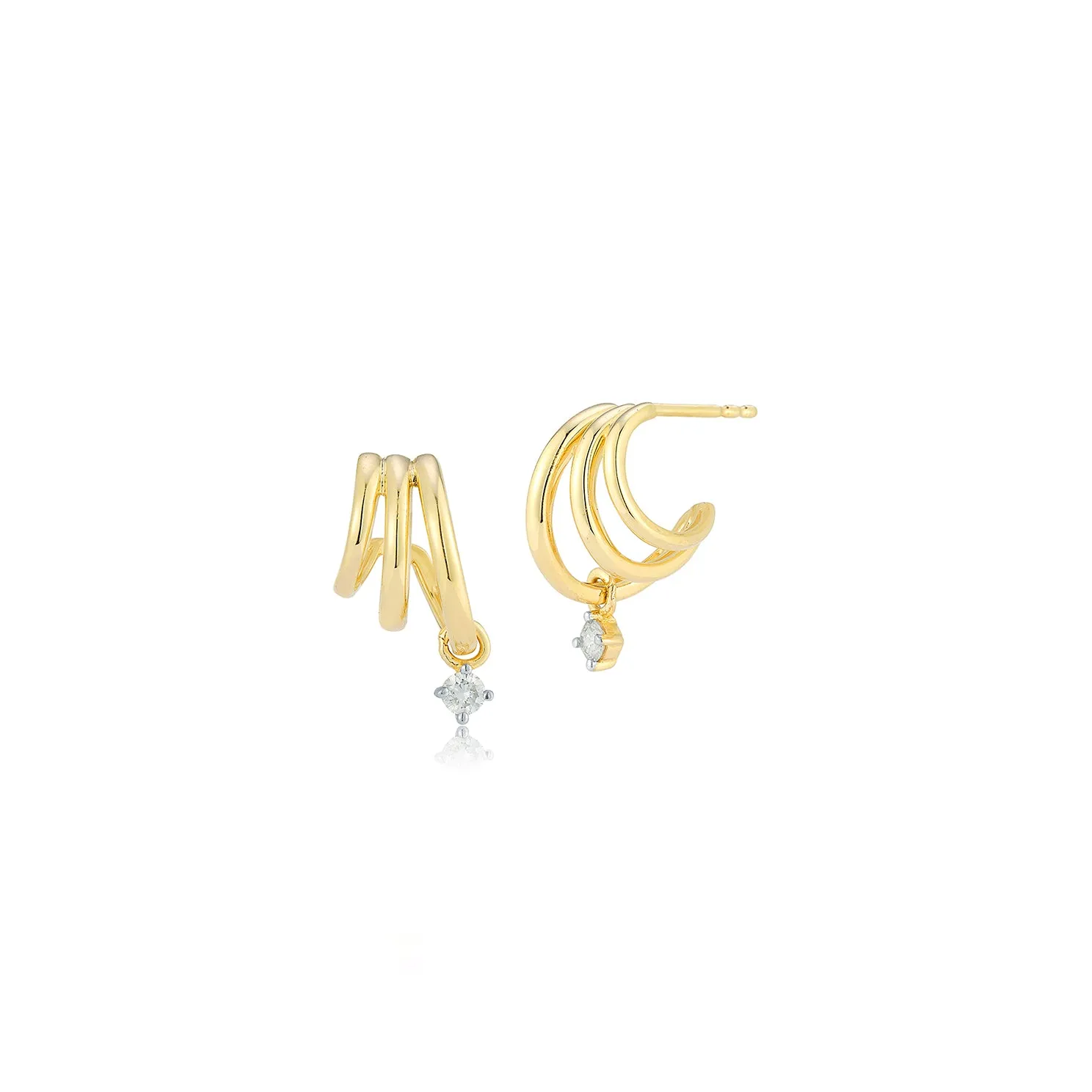 Diamond Drop Triple Huggie Earring sold by EF Collection