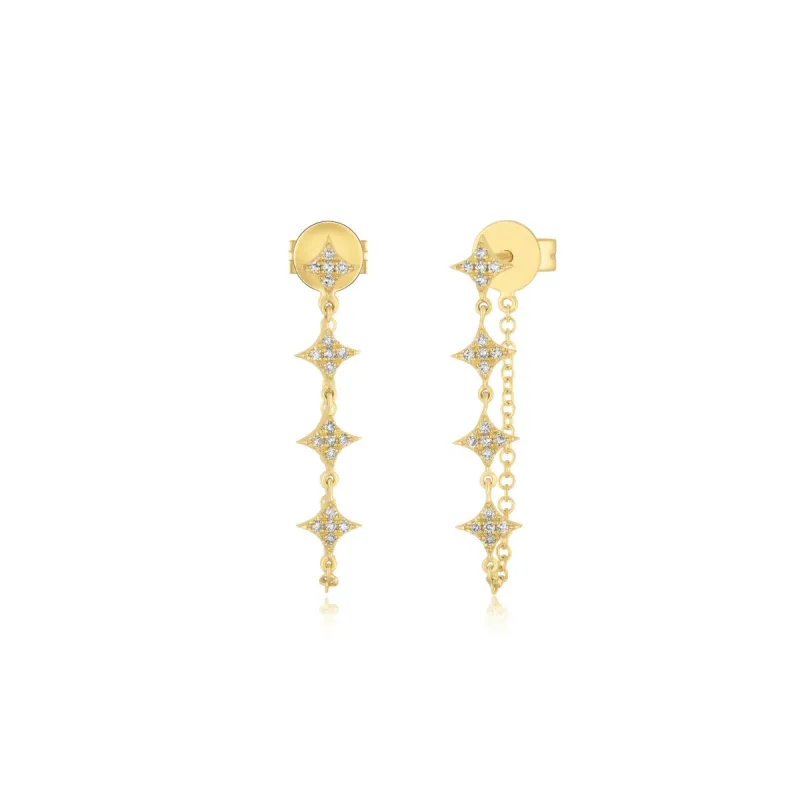 Multi Diamond Sparkle Chain Stud Earring sold by EF Collection