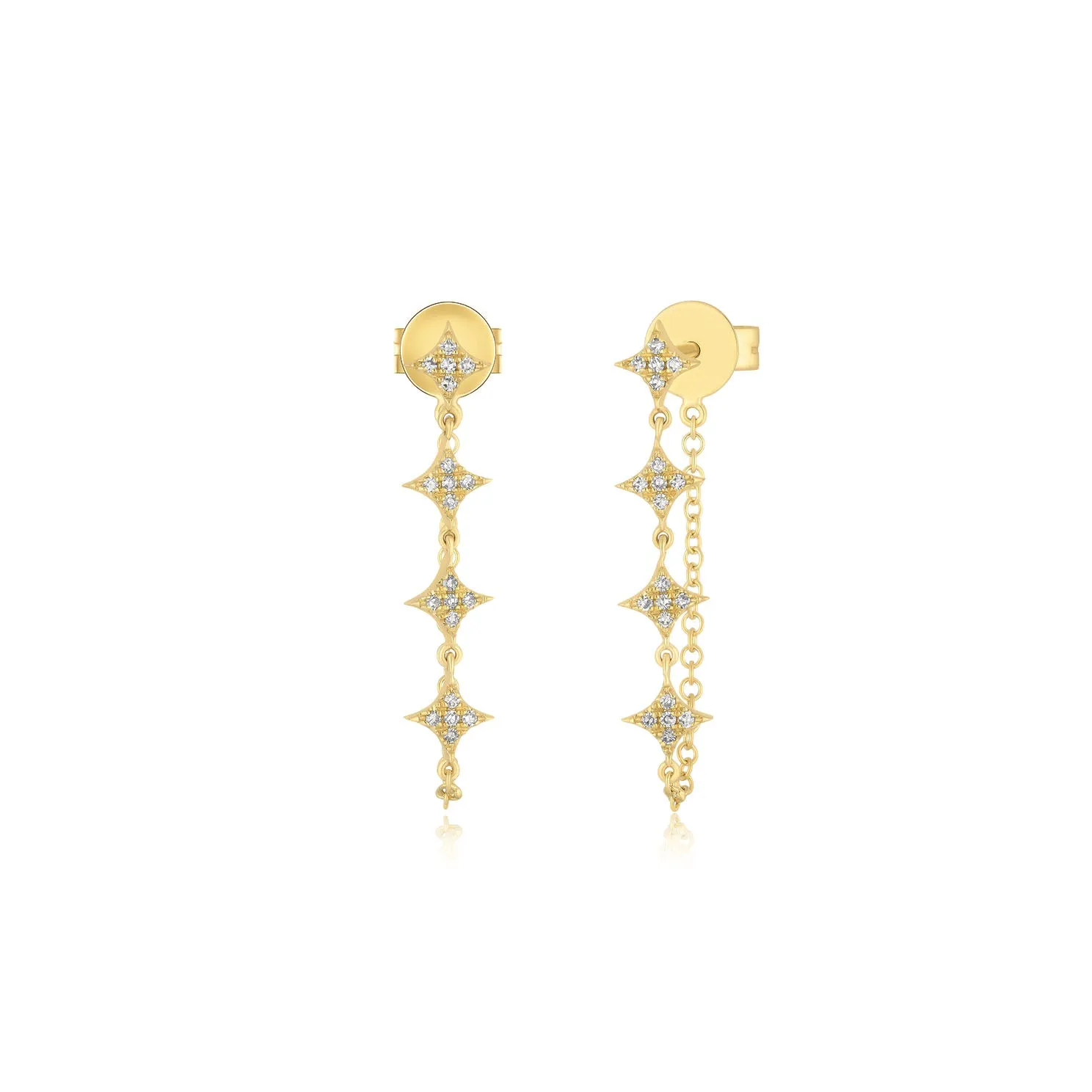 Multi Diamond Sparkle Chain Stud Earring sold by EF Collection