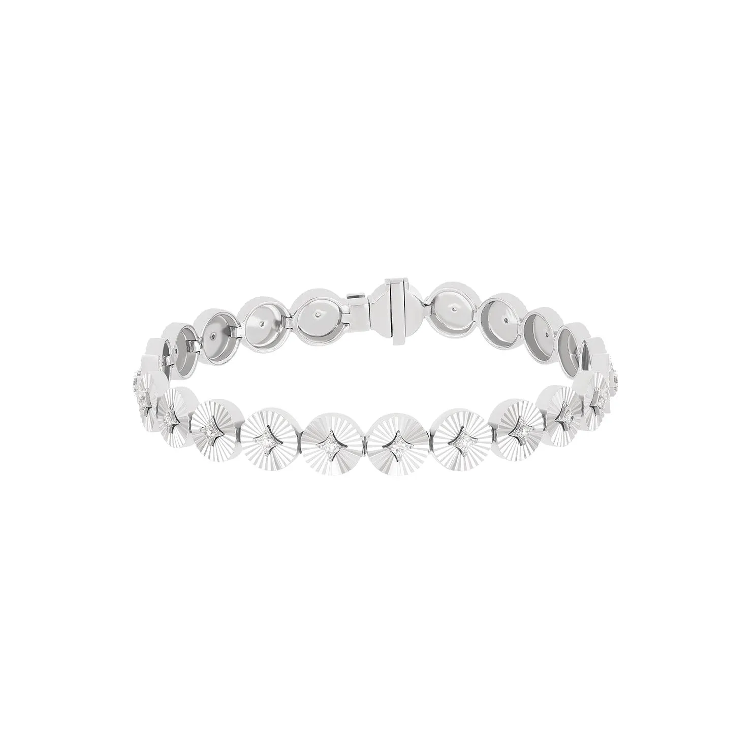 Gold & Diamond Fluted Disc Eternity Bracelet sold by EF Collection product image thumbnail 4