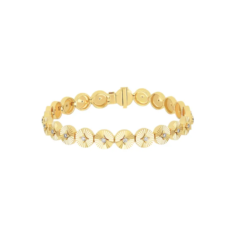 Gold & Diamond Fluted Disc Eternity Bracelet sold by EF Collection